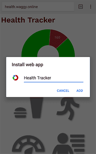 Android's 'install web app' dialog box